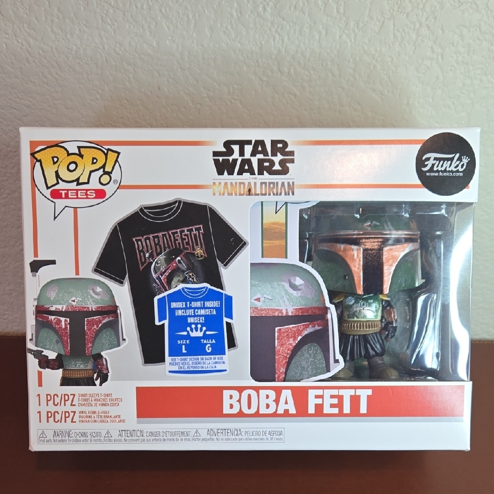 Funko BOBA FETT And Star Wars The Mandalorian Black Large‎ Short Sleeve Tee